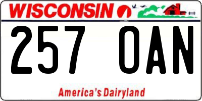WI license plate 257OAN