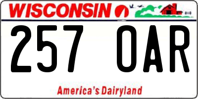 WI license plate 257OAR
