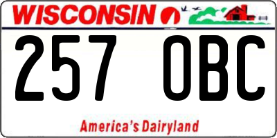 WI license plate 257OBC
