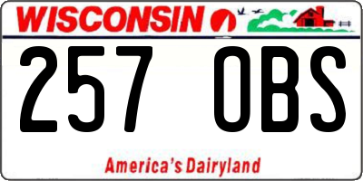 WI license plate 257OBS