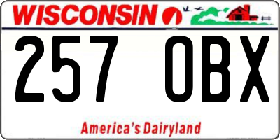 WI license plate 257OBX