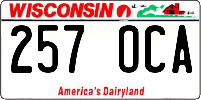WI license plate 257OCA