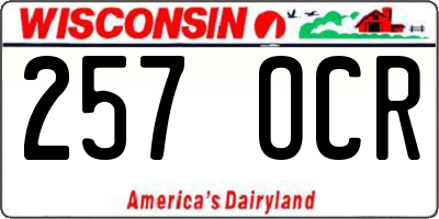 WI license plate 257OCR