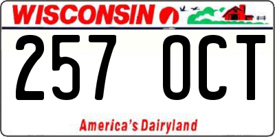 WI license plate 257OCT
