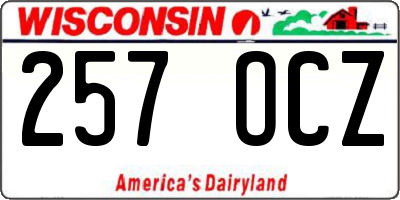 WI license plate 257OCZ