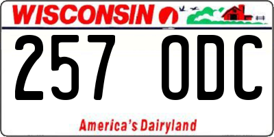 WI license plate 257ODC