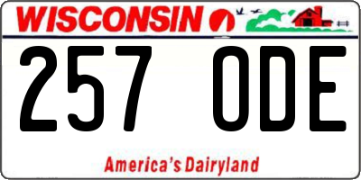 WI license plate 257ODE