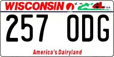 WI license plate 257ODG