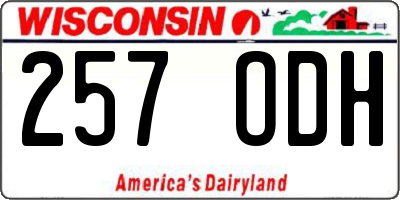 WI license plate 257ODH