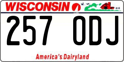 WI license plate 257ODJ
