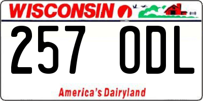 WI license plate 257ODL