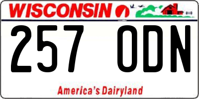 WI license plate 257ODN