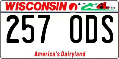 WI license plate 257ODS