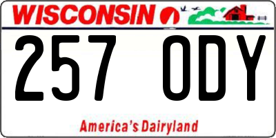 WI license plate 257ODY