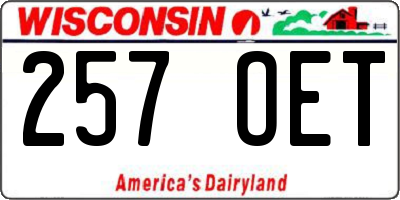 WI license plate 257OET