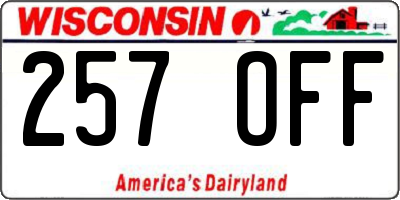 WI license plate 257OFF