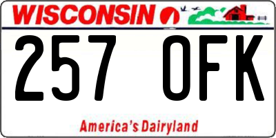 WI license plate 257OFK