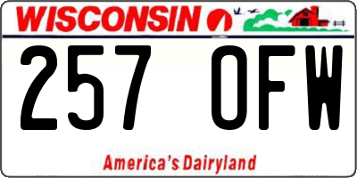 WI license plate 257OFW