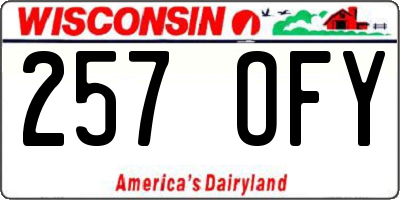 WI license plate 257OFY