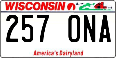 WI license plate 257ONA