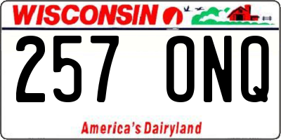 WI license plate 257ONQ