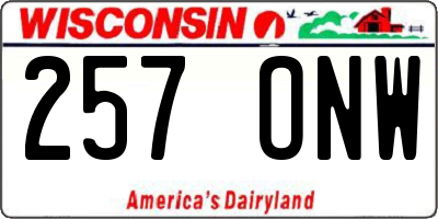 WI license plate 257ONW