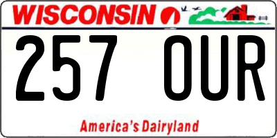 WI license plate 257OUR