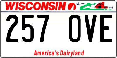 WI license plate 257OVE