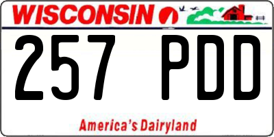 WI license plate 257PDD