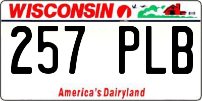 WI license plate 257PLB