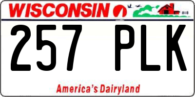 WI license plate 257PLK