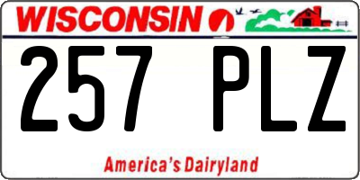 WI license plate 257PLZ
