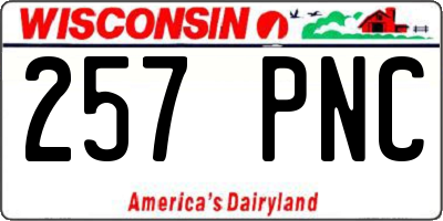WI license plate 257PNC