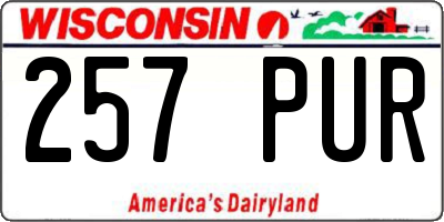 WI license plate 257PUR