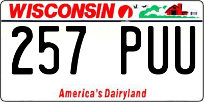 WI license plate 257PUU