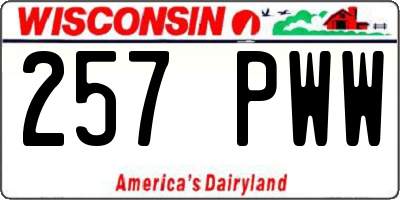 WI license plate 257PWW