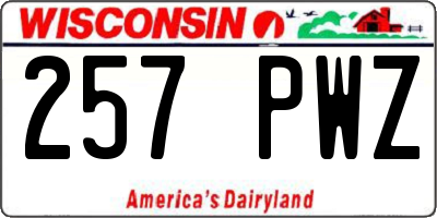 WI license plate 257PWZ