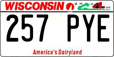 WI license plate 257PYE