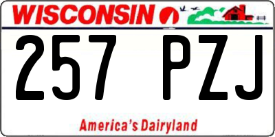 WI license plate 257PZJ