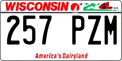 WI license plate 257PZM
