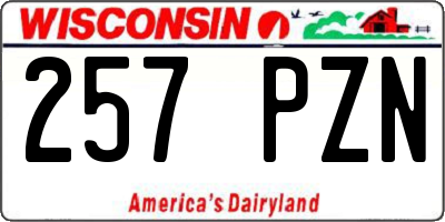 WI license plate 257PZN