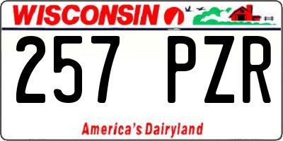 WI license plate 257PZR