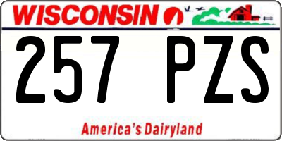 WI license plate 257PZS