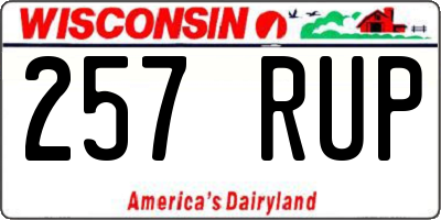 WI license plate 257RUP