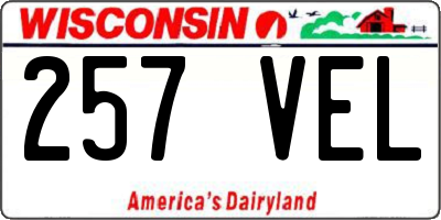 WI license plate 257VEL