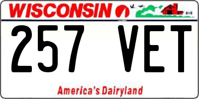 WI license plate 257VET