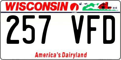 WI license plate 257VFD