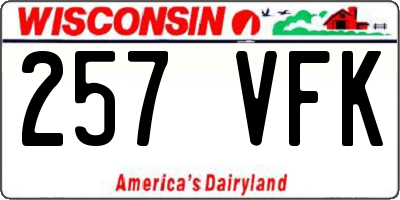 WI license plate 257VFK