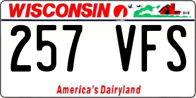 WI license plate 257VFS