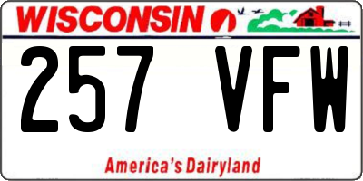 WI license plate 257VFW